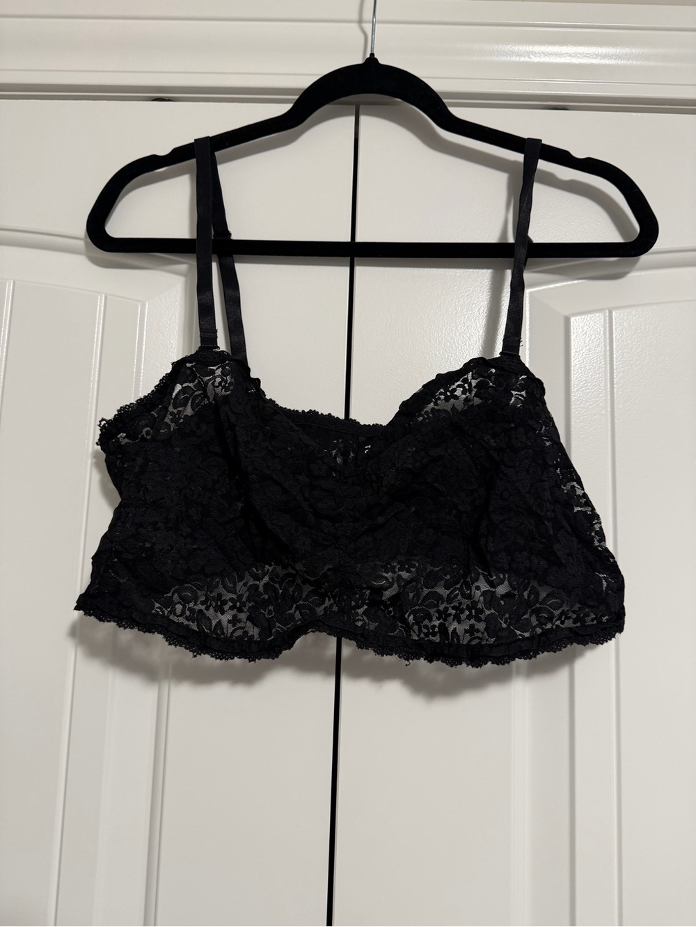 torrid Black Lace Bralette with Sheer Floral Overlay